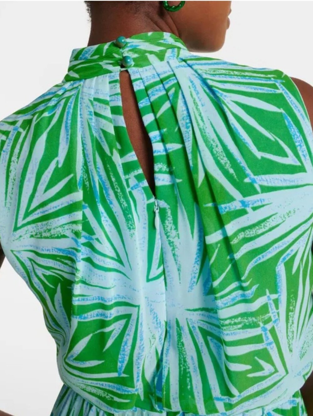 DVF  Diane Von Furstenburg Size 4 Green Palm Print Chiffon Maxi "Menon" Spring26 - Picture 4 of 15